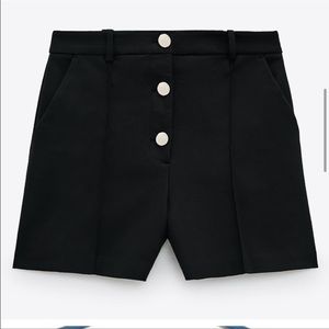 Zara Black Gold Button Down high waist Shorts